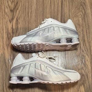 Nike SHOX White Sneakers with Subtle Metallic Purple